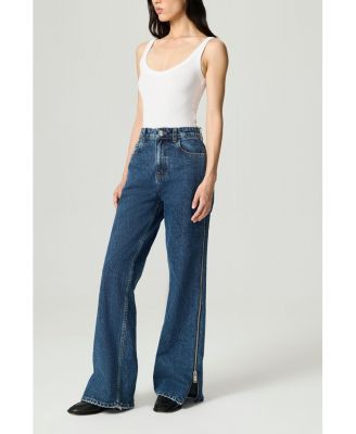Women's Zip Accent Straight-Leg Denim Pants