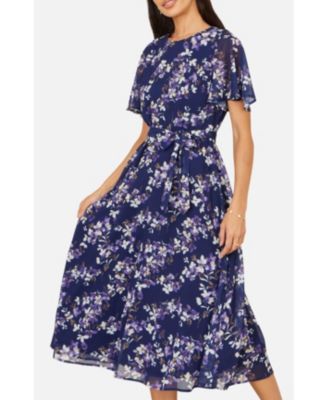 Women's Blossom Print Midi Skater Dress