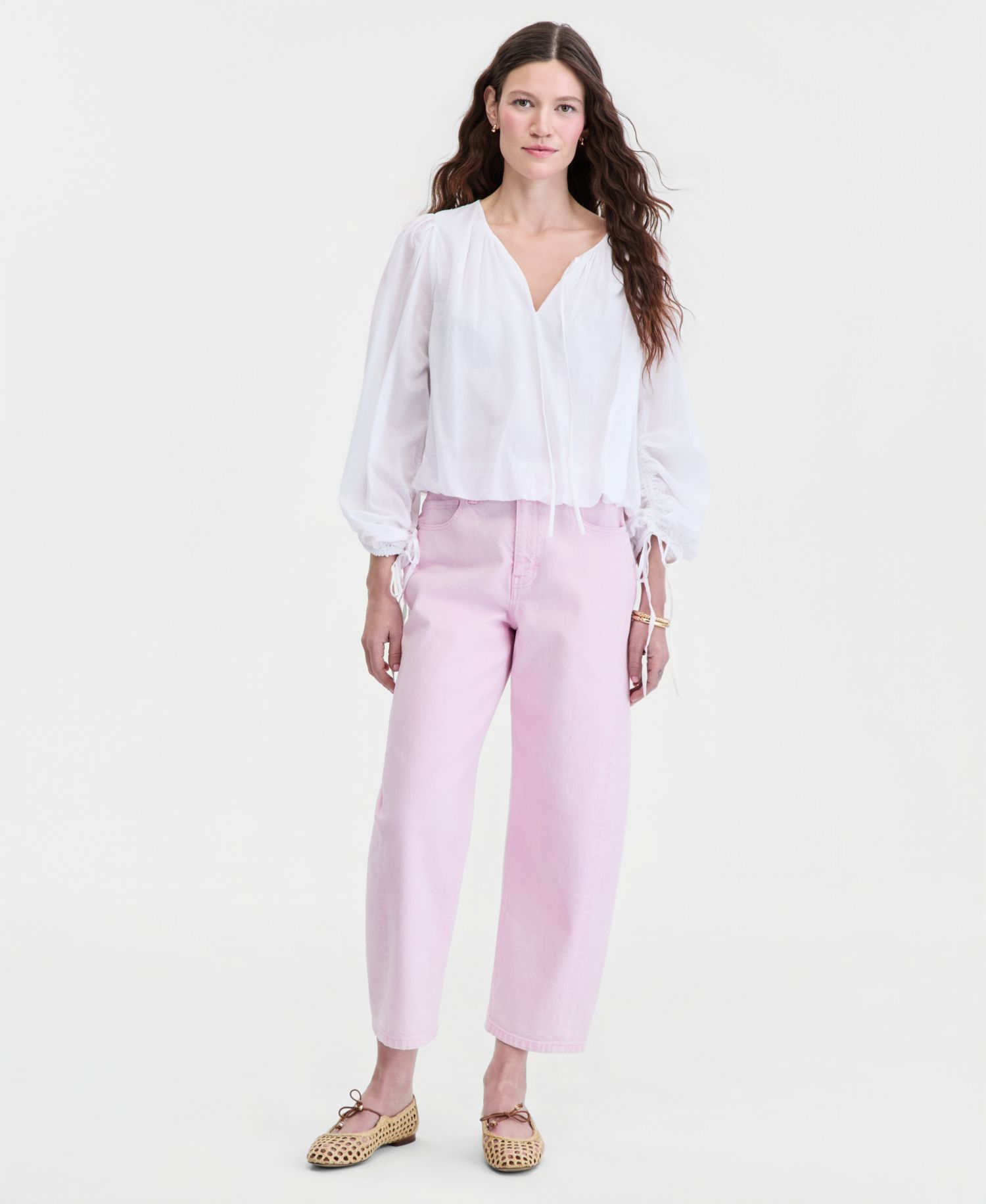 Women's Cropped High-Rise Barrel-Leg Jeans