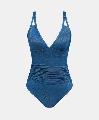Women's Shimmering One-Piece Swimsuit with Plunging Neckline