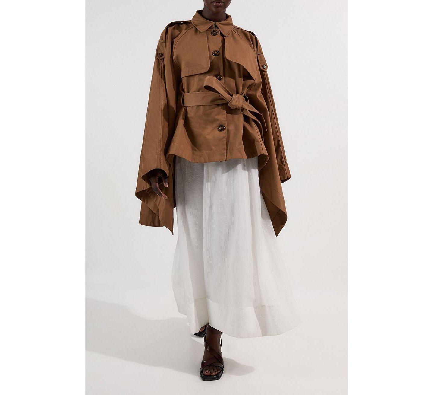 Женское пальто Karen Millen Cape Detail Trench, цвет: Верблюжий — фото 6