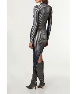 Women's Fitted Long Sleeve Midi Dress