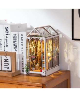 Book Nook Kit DIY Miniature House Kit, 3D Wooden Puzzle Garden House, Bookend Bookshelf Insert Decor, Diorama Kit Christmas Birthday Gift