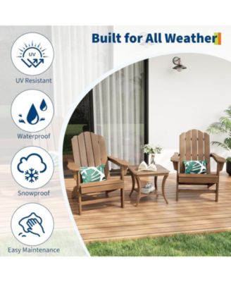 HDPE Adirondack Chair Set of 2, Wood Texture Patio Furniture