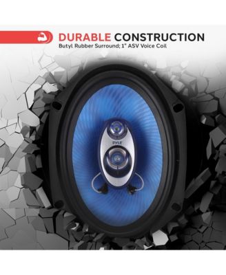 6” x 8” Car Sound Speakers - Pyle PL683BL 3-Way 360 Watts Poly Cone, 4 Ohm, 70-20kHz, Butyl Rubber Surround