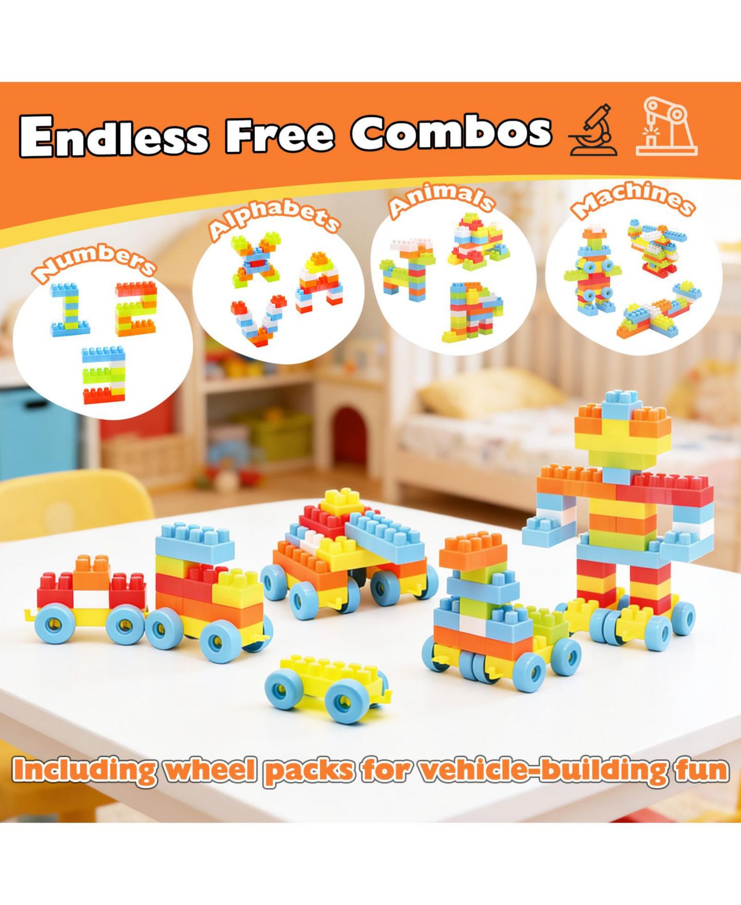 Детские конструкторы Mecale 150-Piece Stem Building Blocks Set, Ages 3+, цвет: Разноцветный — фото 3