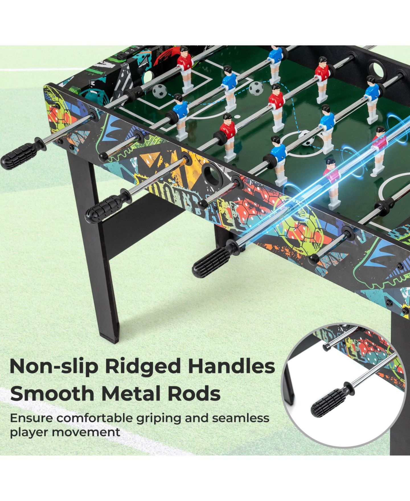 Детская игрушка Mecale Mini 2-in-1 Foosball Game Table with Detachable Legs, Ages 6+, цвет: Чёрный — фото 5
