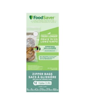 Vacuum Resealable Zipper Bags, 1 Gallon, 12-Count, Pack of 2