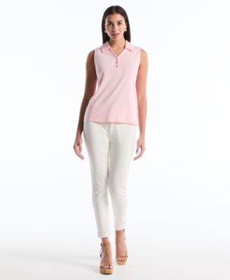 Petite Sleeveless Polo Top