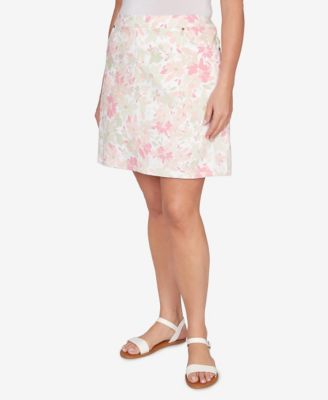 Plus Size Printed Tech Stretch Pull-On Skort