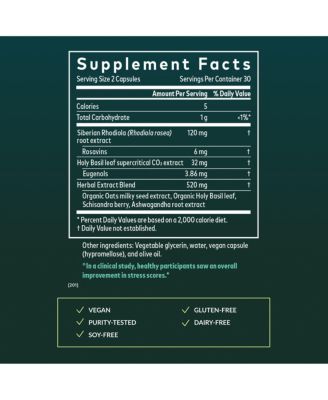 Adrenal Health Daily Support - Herbal Supplement - Help Maintain Healthy Energy & Stress Levels - 60 Liquid Phyto-Caps (30 Servings)