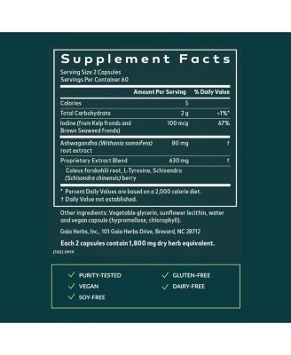 Thyroid Support - Made with Ashwagandha Support Healthy Metabolic Balance & Overall Well-Being - 120 Liquid Phyto-Caps (60 Servings)