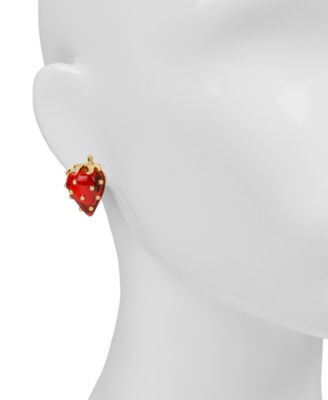 Gold-Tone Plated Strawberry Button Post Earrings