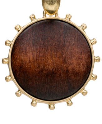 Gold-Tone Plated Wood Drop Earrings