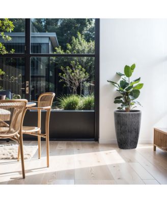 Sea Gray Ripples 17-Inch Tall Ceramic Planter