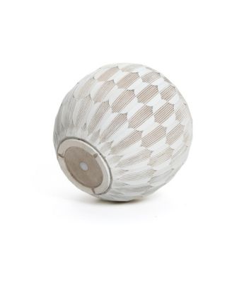 White and Beige Pattern 14.2-Inch Round Planter