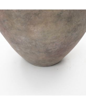 Rustic Ceramic Vase, 12.6" Tall Terracotta Pot with Earthy Gray-Brown Finish, Handcrafted