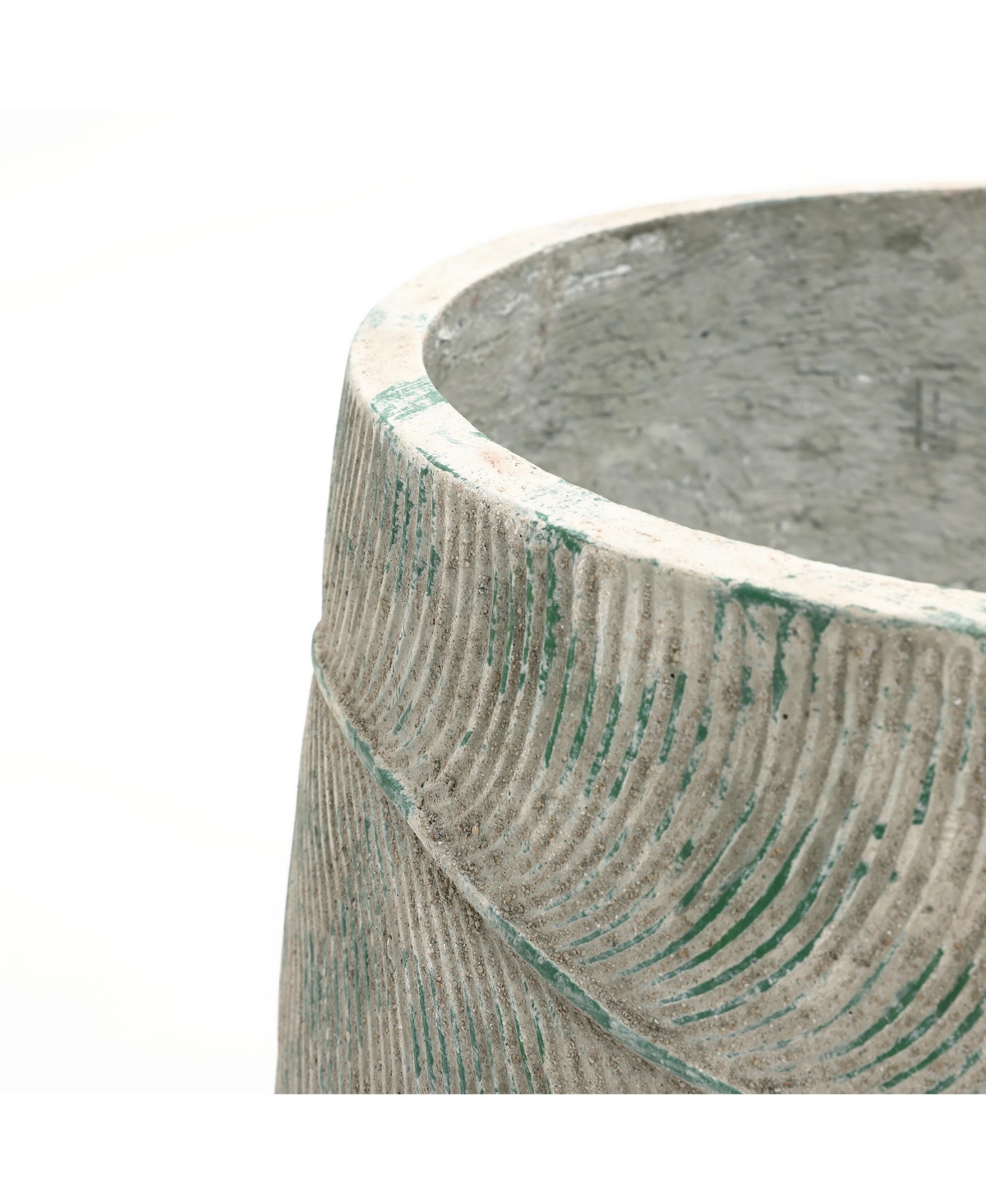 LuxenHome Rustic Multi-Color Cement 14-Inch Round Planter