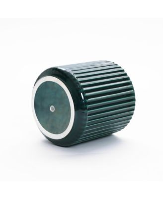 Jade Green Ribbed 13.8-Inch Round Ceramic Planter