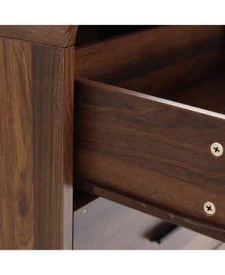 Modern Walnut Finish 6-Drawer Dresser, Engineered Wood Storage Chest with Rounded Corners