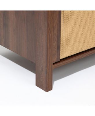 Walnut Finish MDF Wood with Rope Front 6-Drawer Horizontal Dresser