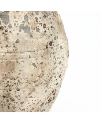 Rustic Old World Terracotta Vase, 10-Inch Round Bouquet Holder for Farmhouse Decor