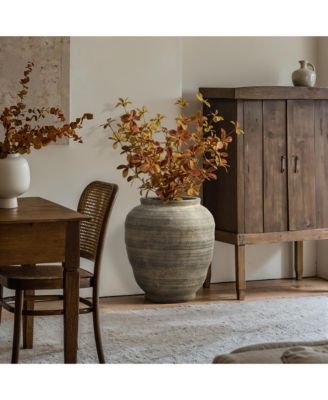 Vintage Pottery Brown 17.32-Inch Tall Round Ceramic Vase