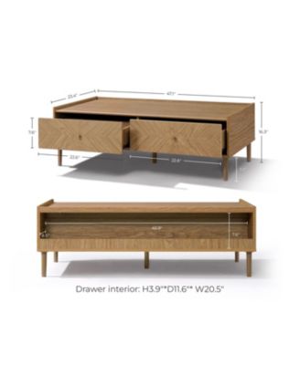 Summer Oak Manufactured Wood 2 Drawer Coffee Table