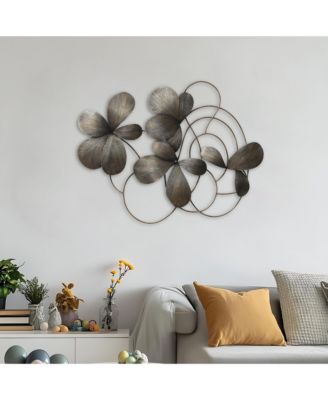 Metal Wall Art, 42” Wide Abstract Floral Decor