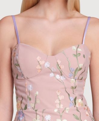 Women's Floral Applique Bustier Midi Dress