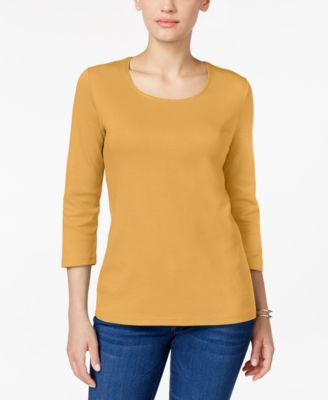 Karen Scott - Petite Cotton Scoop-Neck Top