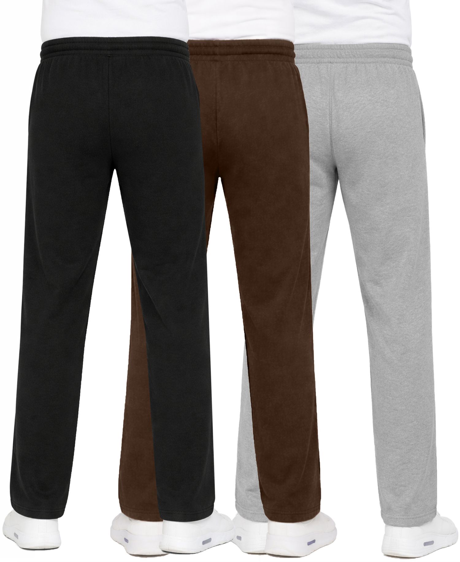 Men's Classic Heavyweight Fleece Open Bottom Sweatpants, 3-Pack