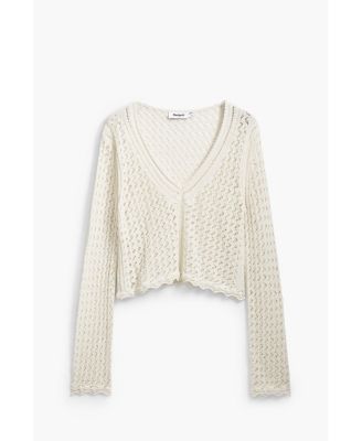 Women's Cropped openwork sweater