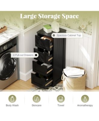 Bathroom Floor Cabinet Free-Standing Side Storage Organizer w/ 4 Drawers