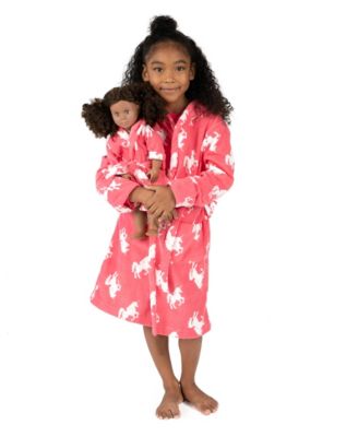 Little Girls 6-14 Matching Doll Fleece Hooded Robe