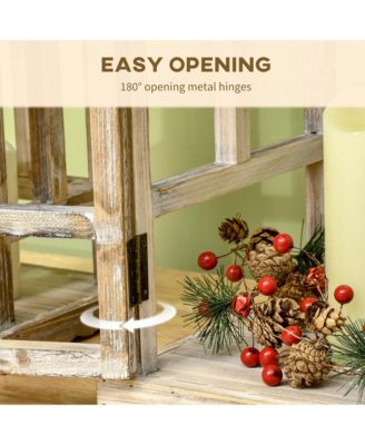 2 Pack 28"/20" Large Lantern Decorative, Fir Wood Outdoor Lantern