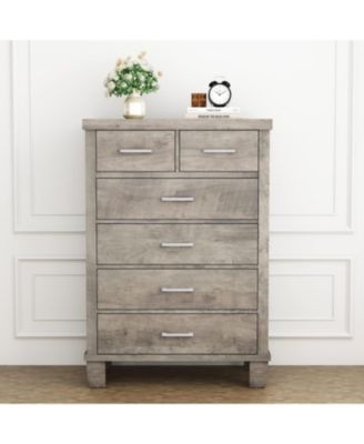 Dresser for Bedroom with 6 Drawers, Tall Chests of Drawers with Storage, Wooden Dresser for Closet, for Bedroom,Living Room