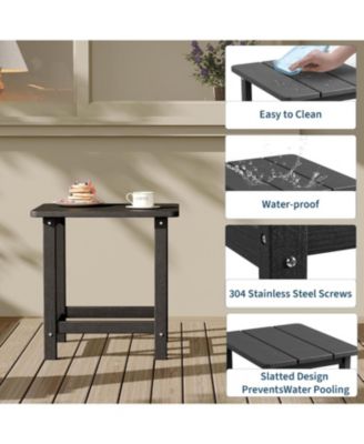 Square HDPE All-Weather Side Table, Durable Outdoor Patio End Table Built to Last, Resists Fading and Moisture for Beach or Porch