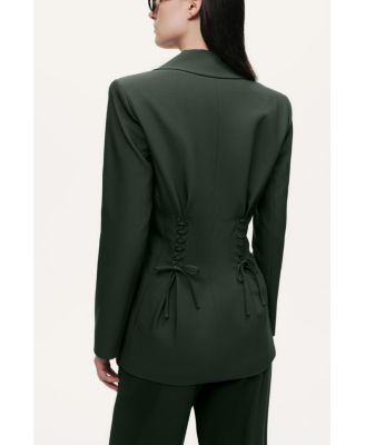 Women's Lace-Up Waist Tailored Blazer