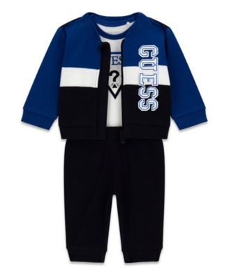 Baby Boys' Bodysuit, Zip-Up Top, and Sweatpant, 3-Piece Set