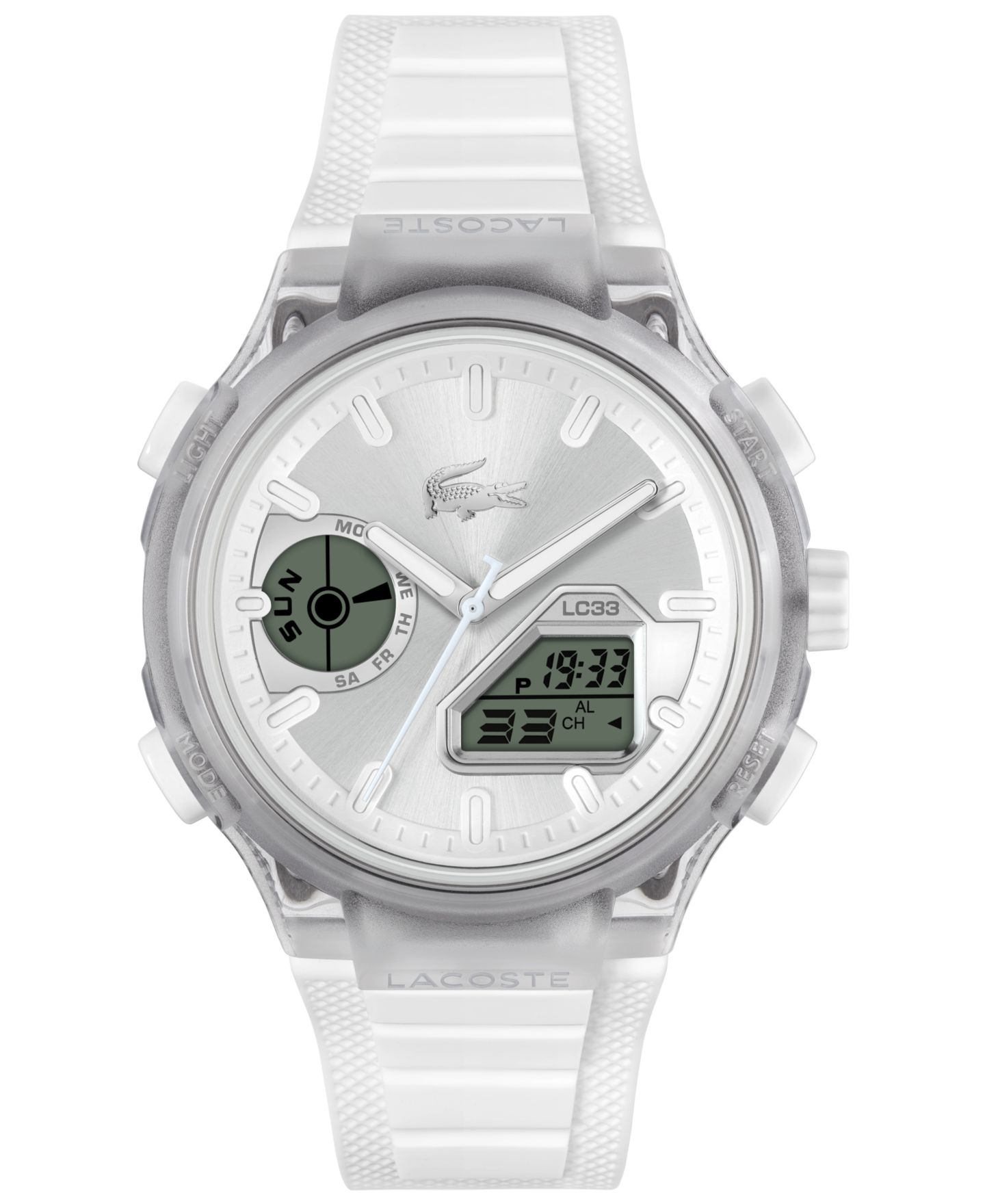 Мужские часы Lacoste LC33 White Silicone Strap Watch, 44.8mm — фото 1