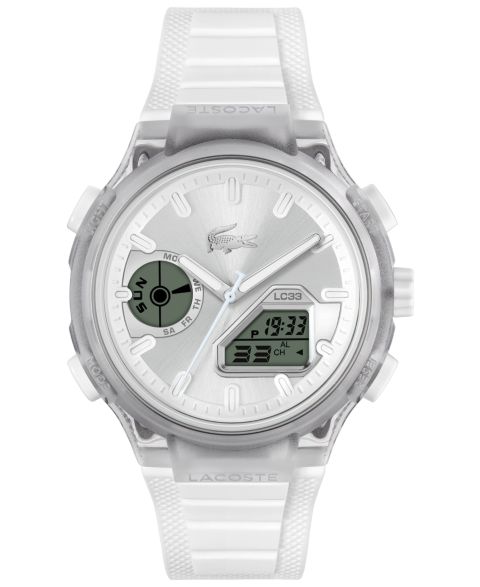 Мужские часы Lacoste LC33 White Silicone Strap Watch, 44.8mm