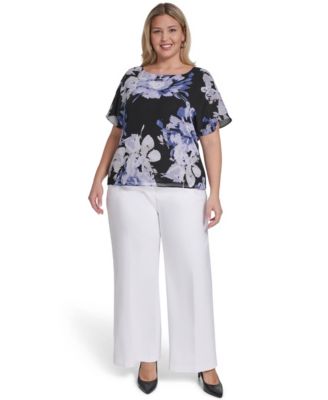Plus Size Printed Short-Sleeve Top