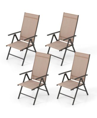 4PCS Patio Folding Dining Chair With 7-Level Adjustable High Backrest for Garden