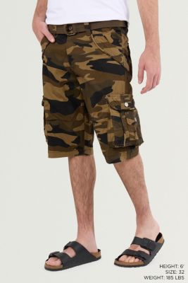 Big & Tall Cargo Shorts Camo & Solid Colors 12.5" Inseam Knee Length Classic Fit Multi Pocket