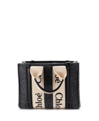 Small Woody Tote Felt with Leather and Canvas