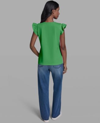 Women's Scallop Trim Boat Neck Top