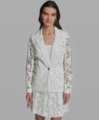 Women's Long-Sleeve Collared Laced Blazer