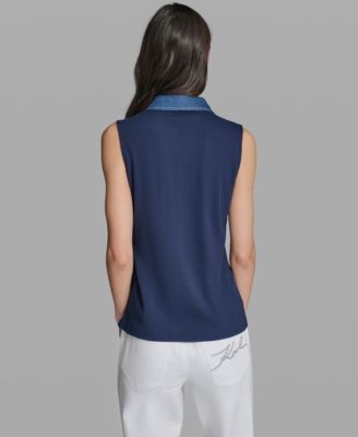 Women's Sleeveless Collared Polo Tank Top