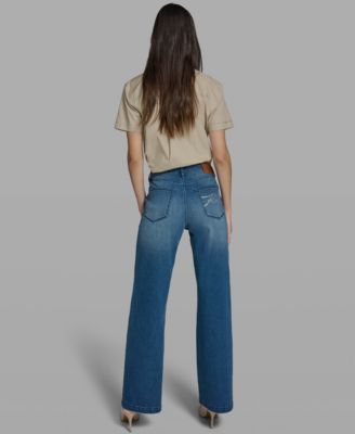 Women's Wide-Leg Mid-Rise Ankle Length Jeans